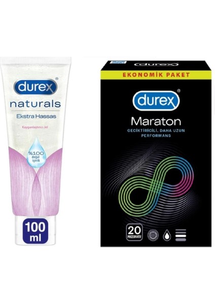 Naturals Ekstra Hassas Jel 100 ml +Durex Maraton 20 Li Prezervatif