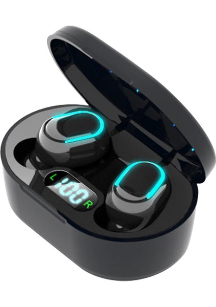 E7S Kablosuz Kulakiçi Bluetooth 5.0 Kulaklık Bas Kulak Kulaklığı Siyah