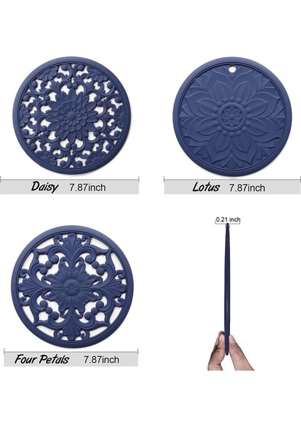 Silikon Trivet Paspaslar Kaymaz Oyma Potholders Mutfak Tezgah Seti Için Isı Koruma Pedi 3'lü (Yurt Dışından)