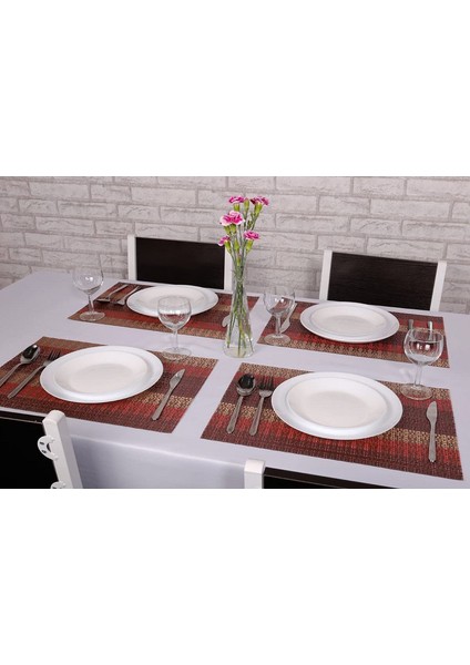 6'lı Kırmızı Vinil Servis Altlığı Seti (Yurt Dışından) fırsatları