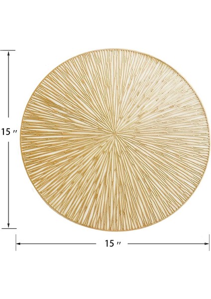 6'lı Su Geçirmez Silinebilir Yuvarlak Yemek Masası Için Servis Altlık Seti - Altın (Yurt Dışından)