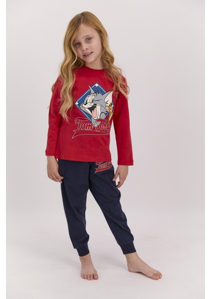 Tom&jarry Lisanslı Kırmızı Kız Çocuk Pijama Takımı