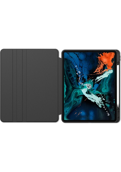Apple iPad Pro 12.9" 4. Nesil 2020 Kılıf Simplism 360 Dönen Yatay Dikey Standlı Kalemlikli Kılıf