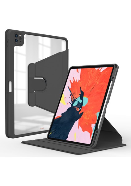Apple iPad Pro 12.9" 4. Nesil 2020 Kılıf Simplism 360 Dönen Yatay Dikey Standlı Kalemlikli Kılıf