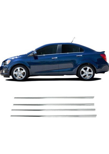 Chevrolet Aveo Sedan 2011 Üzeri Uyumlu Cam Çıtası 4 Parça Krom Paslanmaz Çelik