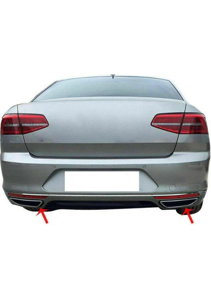 Vw Passat B8 2015-2019 Uyumlu Egzoz Çıkışı 2 Parça Krom Paslanmaz Çelik