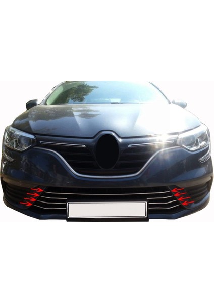 Renault Megane 4 Hb/sedan 2015 Üzeri Uyumlu Krom Ön Tampon Çıtası 7 Prç.