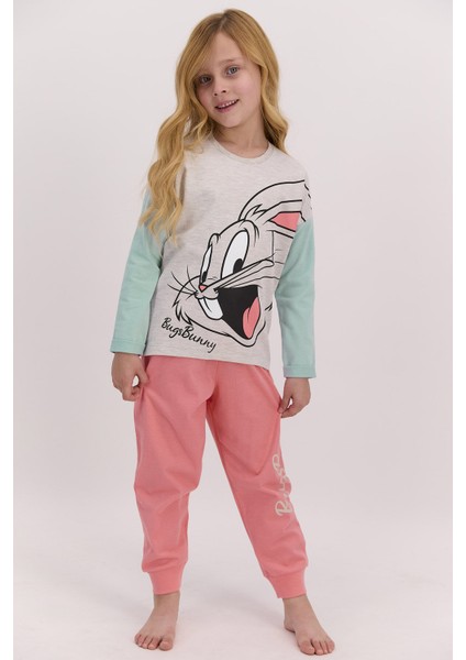 Bugs Bunny Lisanslı Bej Kız Çocuk Pijama Takımı