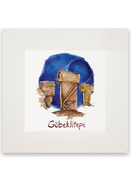 Göbeklitepe Gökyüzü ve Steller Beyaz Çerçeveli Kanvas Tablo