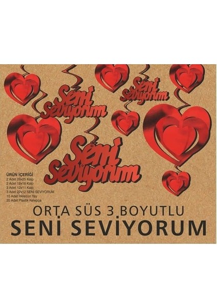 Seni Seviyorum 3 Boyutlu Sarkaç Süs Seti