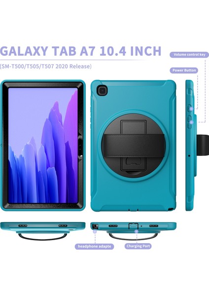 Samsung Galaxy Tab A7 10.4 (2020) Dönen Tutucu Kılıf Açık Mavi (Yurt Dışından)
