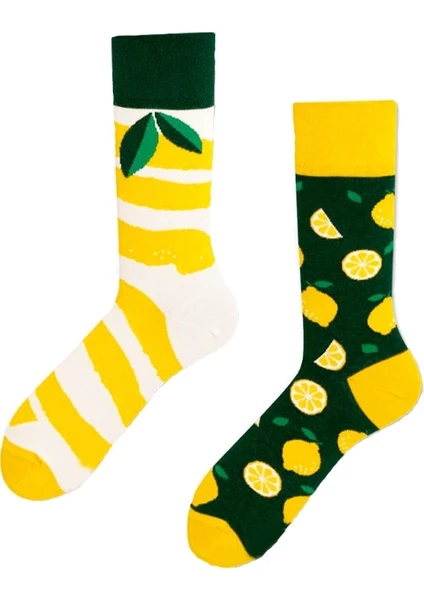 Carnaval Socks Yaprak ve Limon Desenli Renkli Çorap