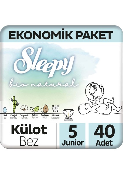 Bio Natural Ekonomik Paket Külot Bez 5 Numara Junior 40 Adet