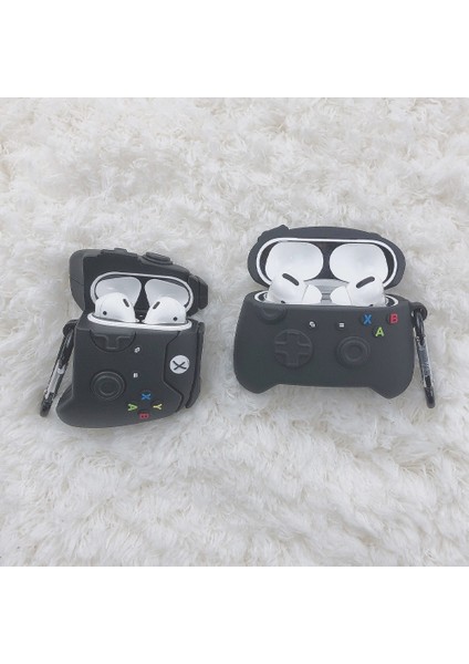 Apple Airpods Pro Için Gamepad Şeklinde Silikon Koruyucu Kılıf - Siyah (Yurt Dışından)