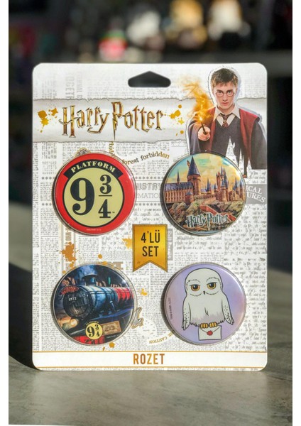 Rozet 4lü Set Harry Potter Hogwarts Express Lisanslı Özel Tasarım