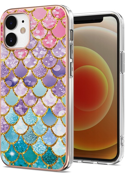 iPhone 12 Için Ince Şık Desenli Sert Esnek Tpu Tampon Cep Telefonu Kılıfı (Yurt Dışından)