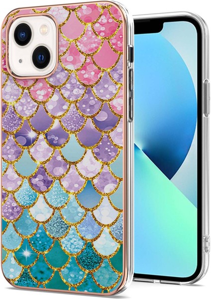 iPhone 13 Için Ince Şık Desenli Sert Esnek Tpu Tampon Cep Telefonu Kılıfı (Yurt Dışından)