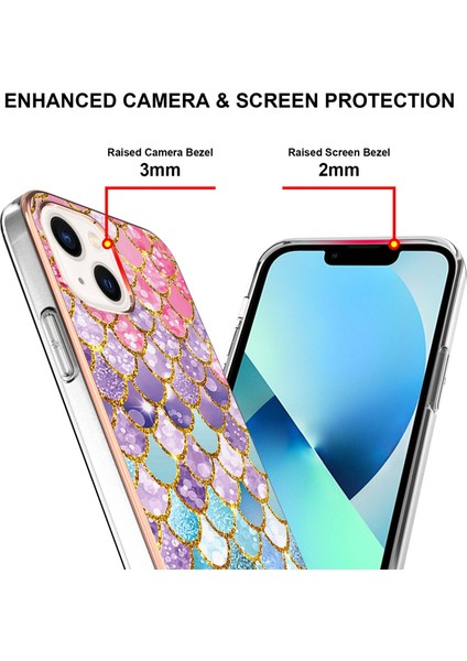 iPhone 13 Için Ince Şık Desenli Sert Esnek Tpu Tampon Cep Telefonu Kılıfı (Yurt Dışından)