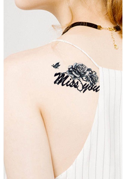 Miss You Gül ve Kelebek Geçici Dövme