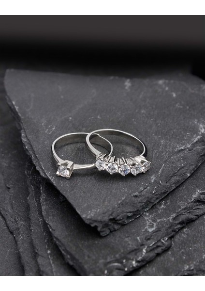 Pırlanta Tasarım Tek Taş Beş Taş Gümüş Yüzük