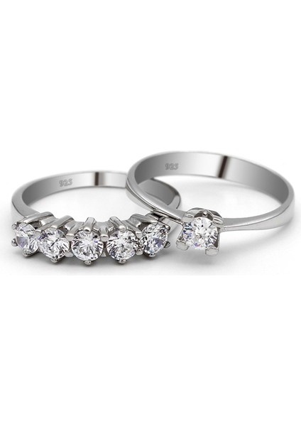 Pırlanta Tasarım Tek Taş Beş Taş Gümüş Yüzük modelleri