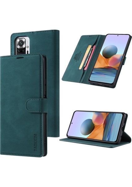 Xiaomi Redmi Için Not 10 4g / Note 10S Deri Kılıf Mavi