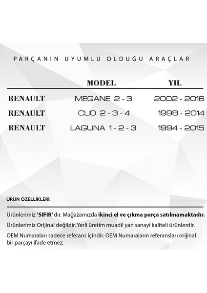 Renault Megane, Clio, Laguna Için Bagaj Raf Askı Ipi 2'li fiyatları