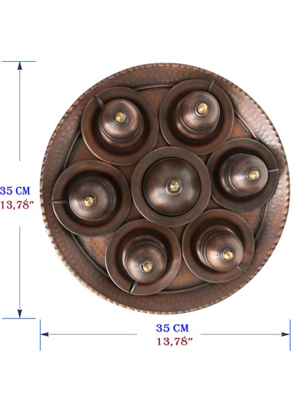 Binbir Trend El Yapımı Eskitme Bakır Türk Kahvesi Takımı 6 Kişilik