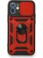 Apple iPhone 11 Kılıf Tank Aramid Sürgülü Vega Yüzüklü Kırmızı 1
