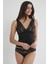 Kadın Dantelli Penye Atlet Külot / Kaşkorse Set - 390 Siyah 1
