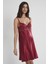 Kadın Saten Dantelli Gecelik 665 Bordo 1