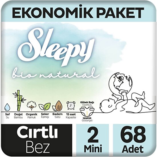 Sleepy Bebek Bezi Bio Natural 2 Numara Mini 68li Jumbo Paket