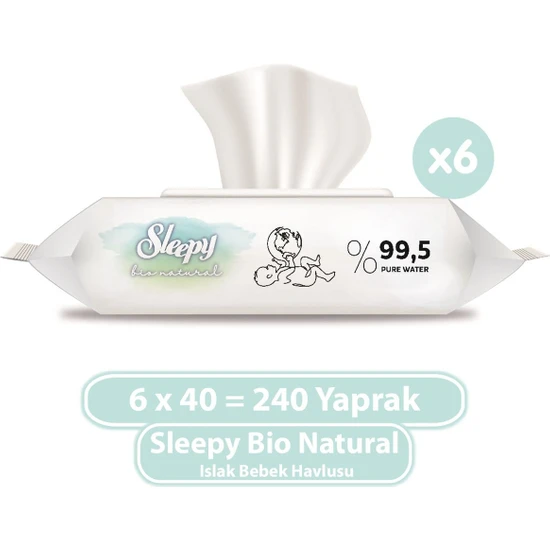 Sleepy Bio Natural Islak Bebek Havlusu 6X40 (240 Yaprak)