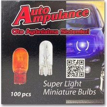 Auto Ampulance 5W T10 Dipsiz Park , Plaka , Tavan Ampul Set (100 Adet)