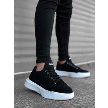 Xon1 162 Bağcıklı Erkek Model Dikişli Siyah Beyaz Yüksek Taban Spor Ayakkabı