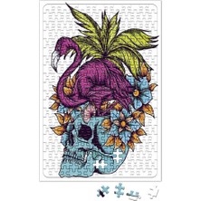 Baskı Dükkanı Caveira Tropical Flamingo Skull Puzzle 240 Parça Yapboz