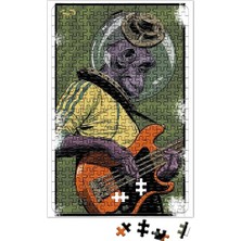 Baskı Dükkanı Monkey Bass Müzik Gitar Maymun Puzzle 240 Parça Yapboz