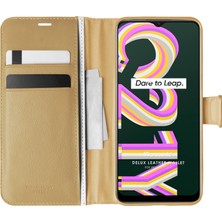 Microsonic Realme C21Y Kılıf Delux Leather Wallet Gold