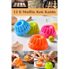 Qniay Lüx Pratik Silikon Mini Kek Kalıbı 12 Parça Muffin Kek Kupası Kalıbı Hamur Kek Pişirme Kalıbı