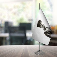 Özgüvenal Atatürk Masa Bayrağı-1 Tekli 15X22,5 cm (Direkli)