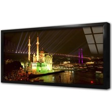 Tablosan Gece Ortaköy ve Boğaziçi Çerçeveli Cam Tablo