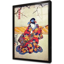 Tablosan Japon Kadın Çerçeveli Cam Tablo