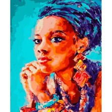 WebStyle Sayılarla Boyama Seti Kasnaklı Afrikalı Kadın 5 40 x 50 cm