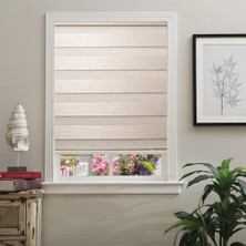 Shopmekan Hazır Hasır Bambu Zebra Stor Perde Kum Beji 180X200CM