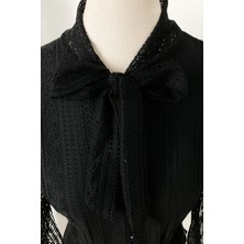 Ges Moda G0015 Dantel Detay Piliseli Elbise Siyah