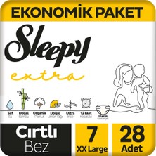 Sleepy Extra Günlük Aktivite Ekonomik Paket Bebek Bezi 7 Numara Xxlarge 28'li