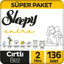 Sleepy Extra Günlük Aktivite Süper Paket Bebek Bezi 2 Numara Mini 136'LI