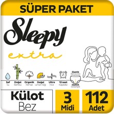 Sleepy Extra Günlük Aktivite Süper Paket Külot Bez 3 Numara Midi 112 Adet
