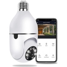 Bintech Gece Görüşlü 360 Derece LED Işık 1080P Wifi Kamera Kablosuz Panoramik Ev Güvenlik Balıkgözü Ampul Lamba IP Kamera