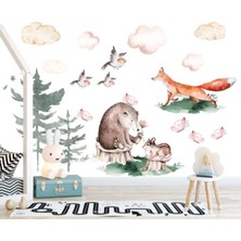 Kt Grup Orman Arkadaşları Ayı Sincap Tilki ve Kuşlar Duvar Sticker